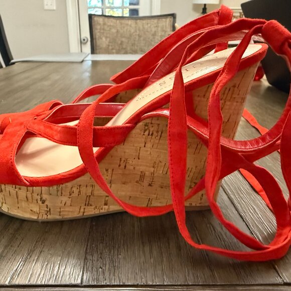 Guess Treacy Wedge Sandals “Red” Sz 8W - Picture 3 of 6